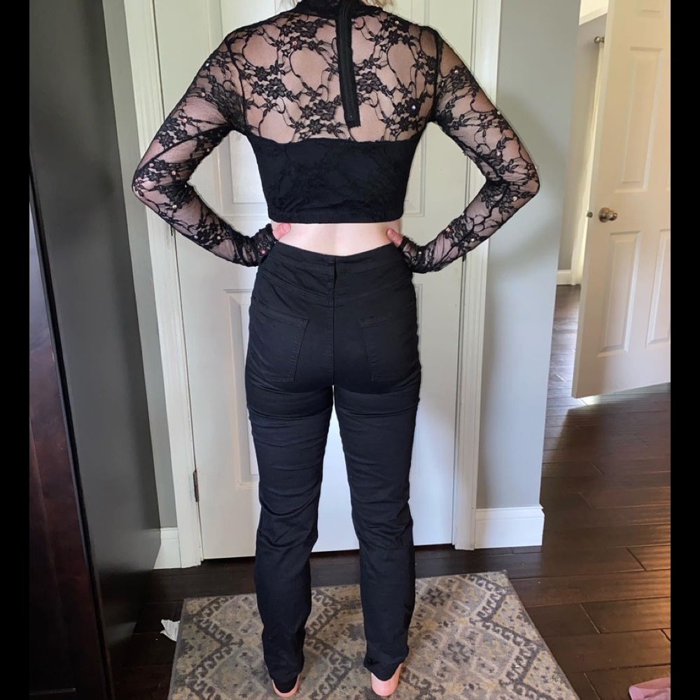 Black sequin top and jeans Dance Costume